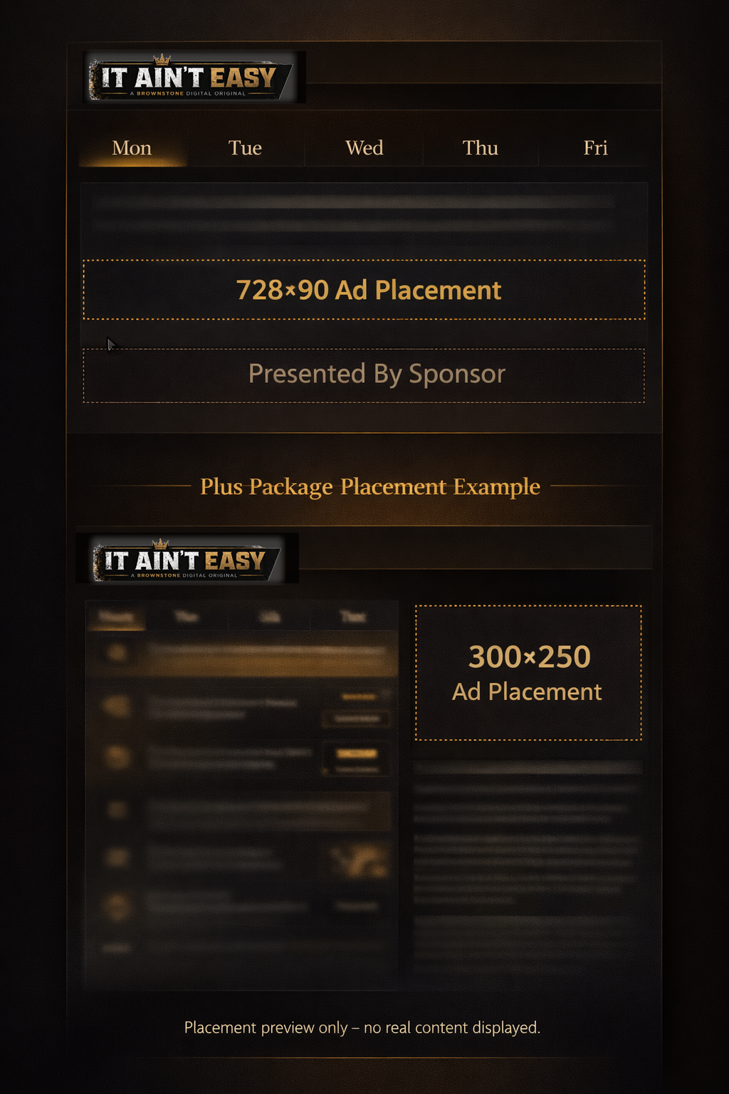 Spoiler-safe placement reference: where your ad appears