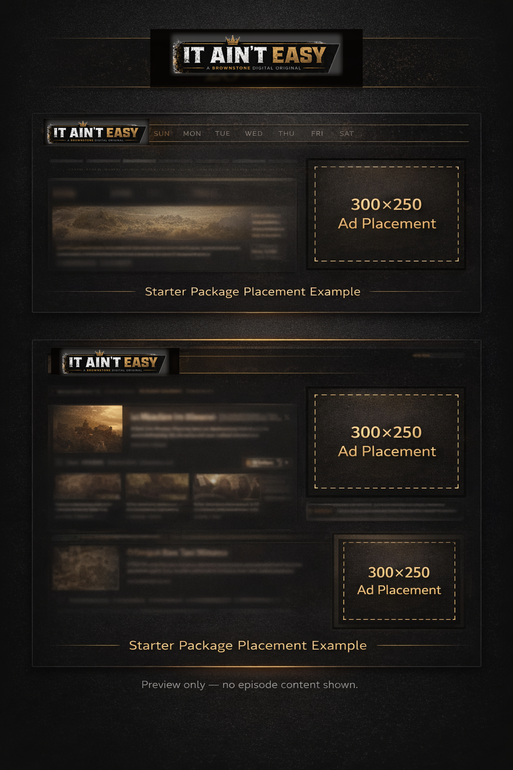 Spoiler-safe placement reference: where your ad appears