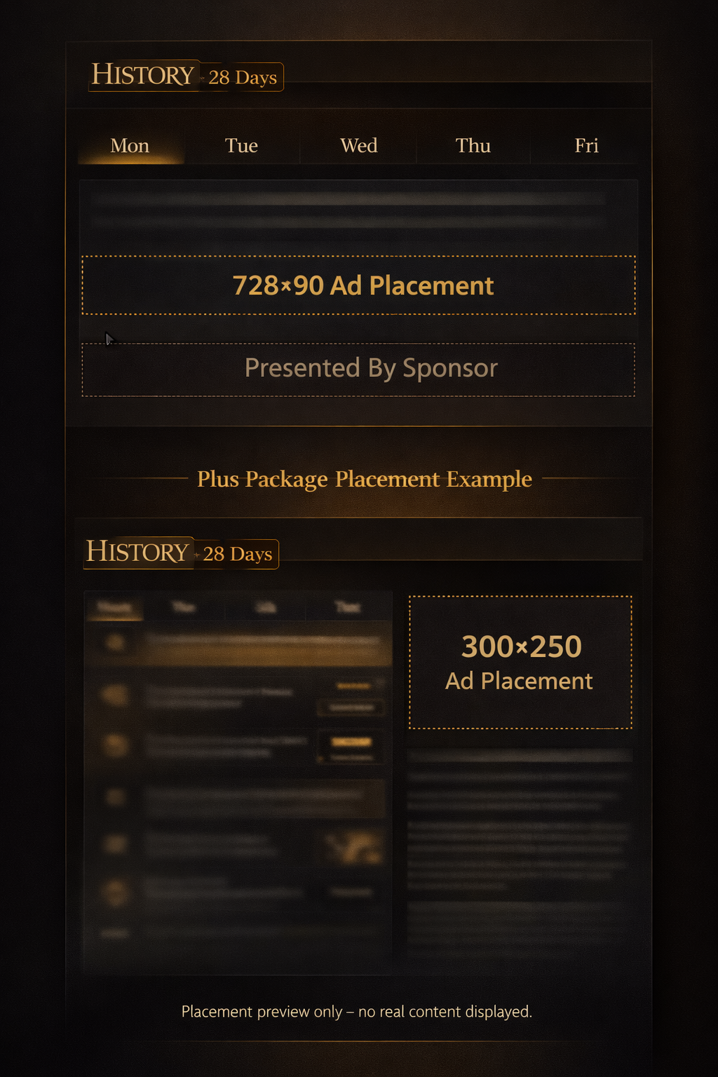 Spoiler-safe placement reference: where your ad appears